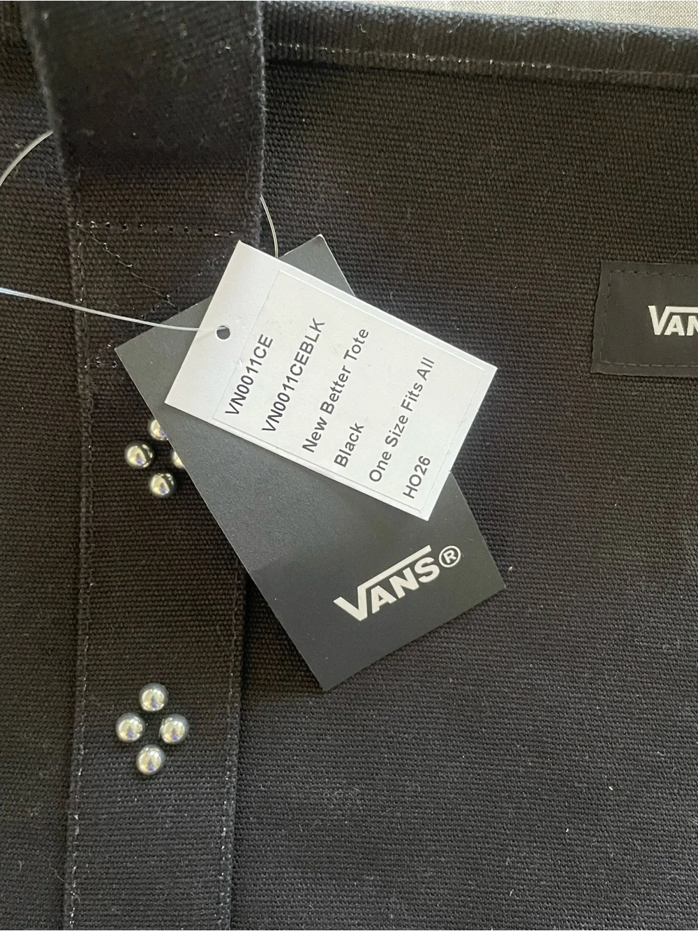 Vans Studded Pergs Tote Bag Canvas Shoulder Bag Black, Rare